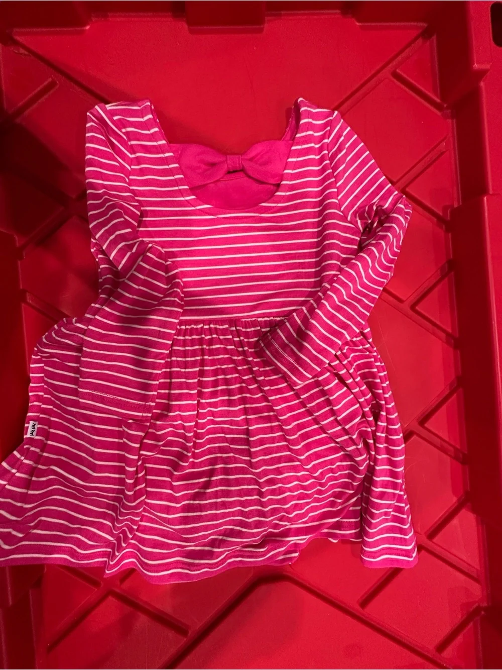 Little Sleepies Pink and White Striped Long-Sleeve Dress
